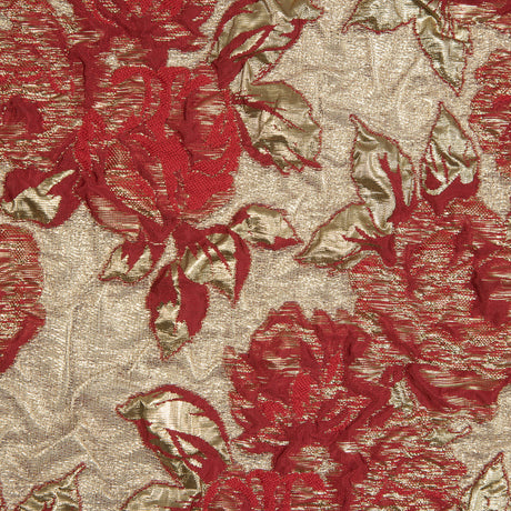 Red Luxury Floral Metallic Brocade