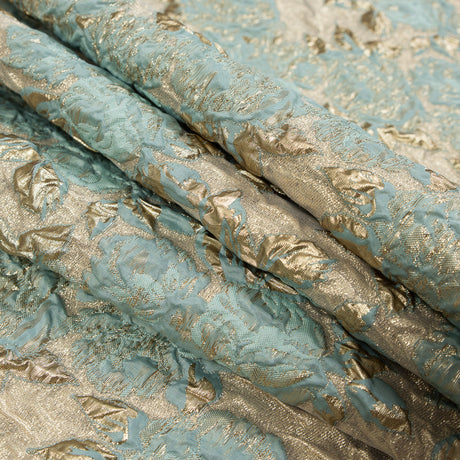 Seafoam Blue Luxury Floral Metallic Brocade