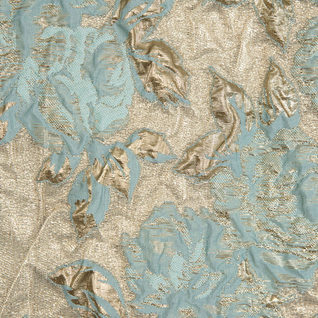 Seafoam Blue Luxury Floral Metallic Brocade