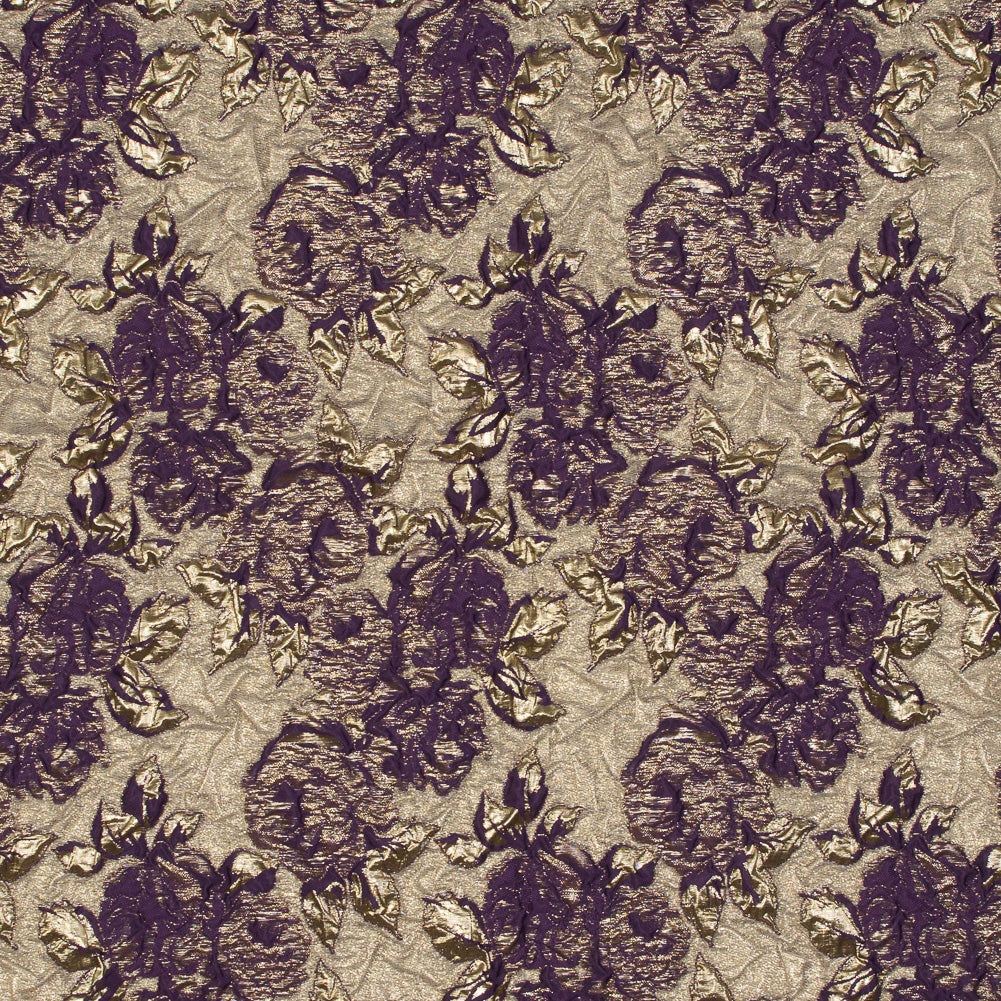 Regal Purple Luxury Floral Metallic Brocade