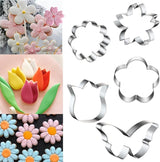 Spring Summer Flowers Cookie Cutters - Rose, Sunflower, Tulip, Daisy Flower, Butterfly, Stainless Steel Holiday Cookie Cutter Shapes for Baking Gift