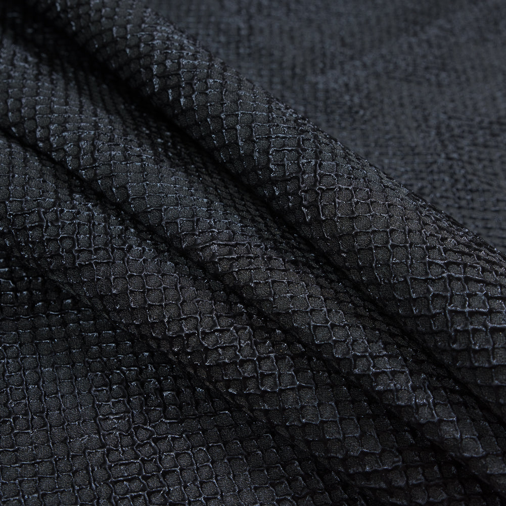 Marylin Metallic Black and Navy Diamond Quilted Brocade