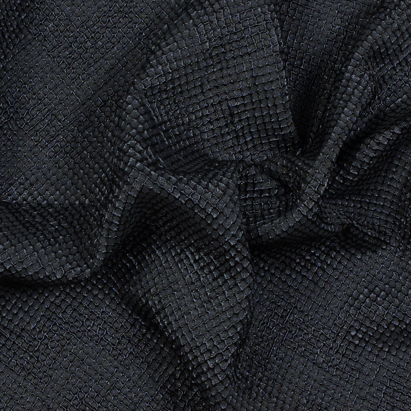 Marylin Metallic Black and Navy Diamond Quilted Brocade