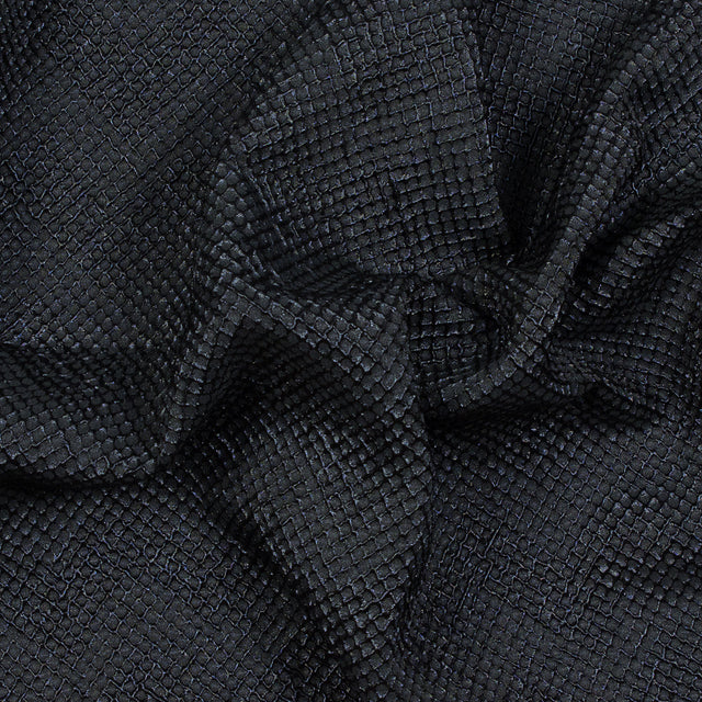 Marylin Metallic Black and Navy Diamond Quilted Brocade