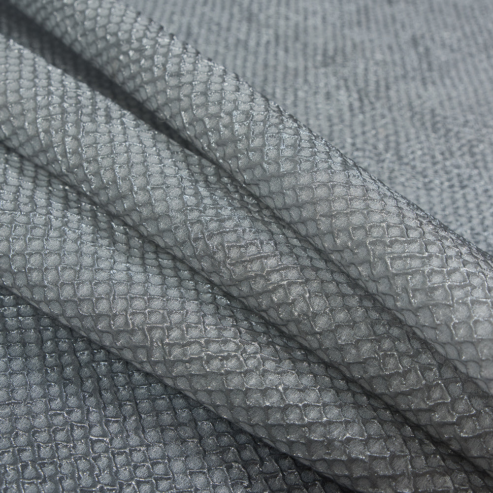 Marylin Metallic Transparent Gray Diamond Quilted Brocade