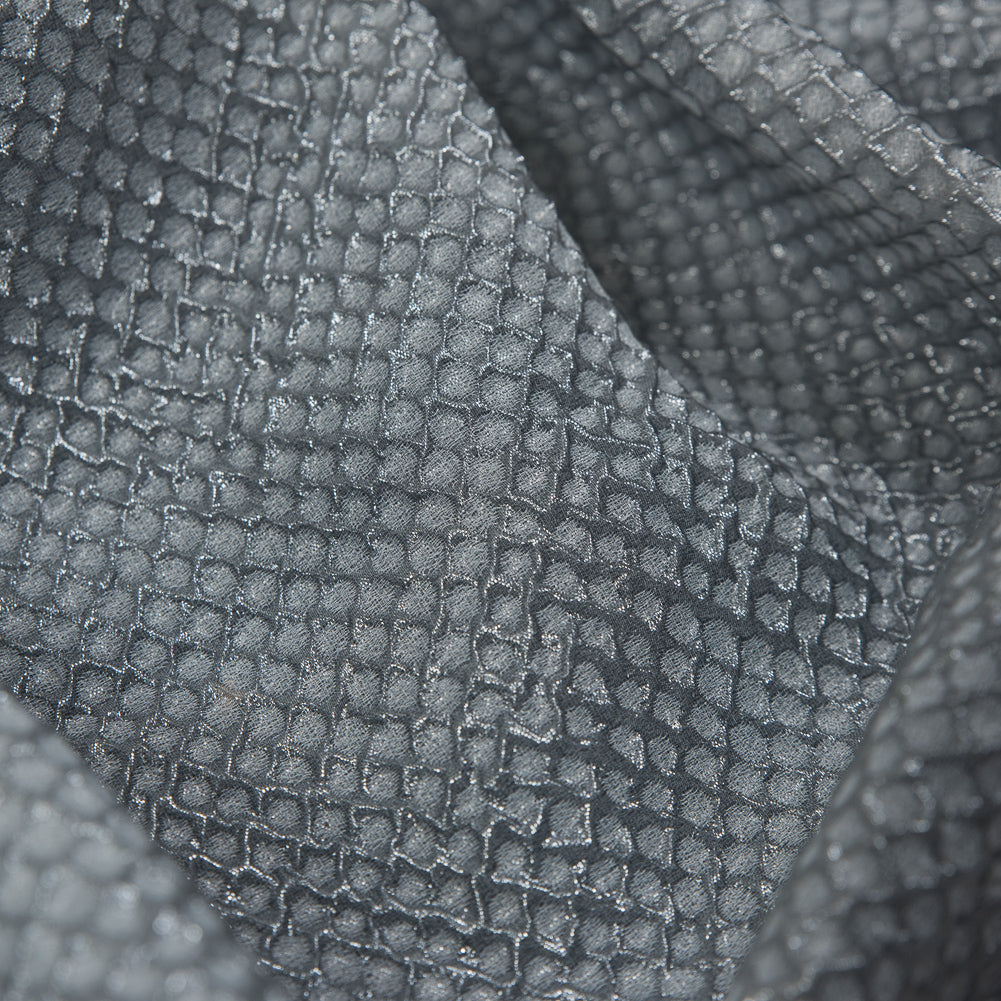 Marylin Metallic Transparent Gray Diamond Quilted Brocade