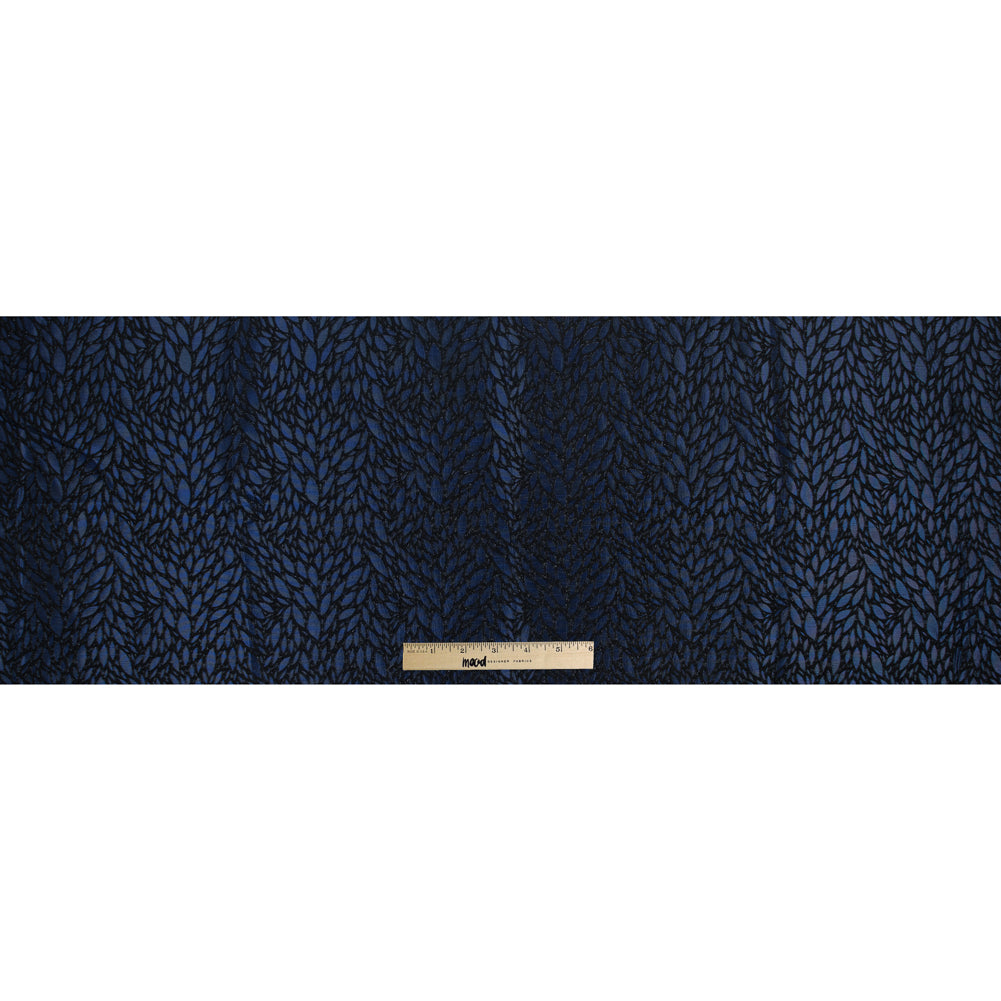 Blue and Black Luxury Abstract Metallic Brocade