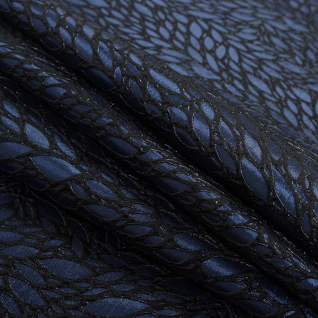 Blue and Black Luxury Abstract Metallic Brocade