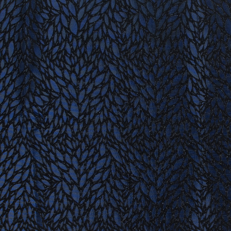 Blue and Black Luxury Abstract Metallic Brocade