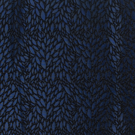 Blue and Black Luxury Abstract Metallic Brocade