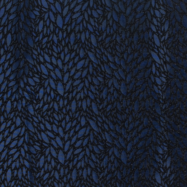 Blue and Black Luxury Abstract Metallic Brocade