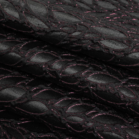Black and Glistening Grape Luxury Abstract Metallic Brocade