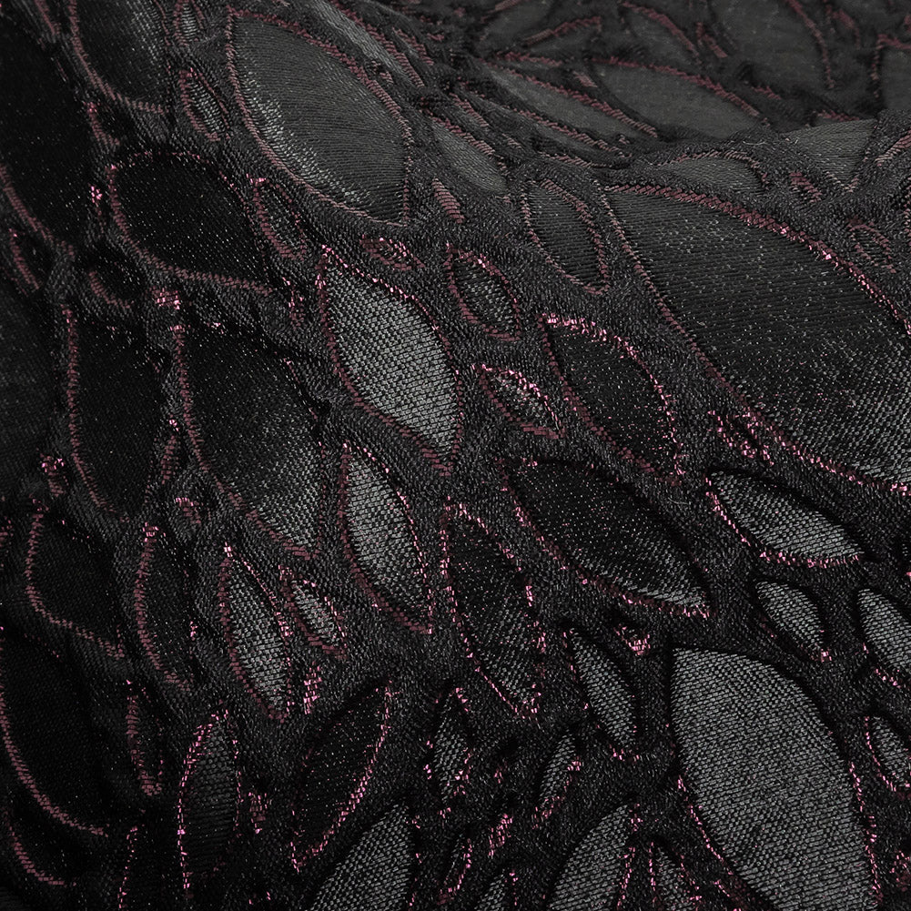 Black and Glistening Grape Luxury Abstract Metallic Brocade
