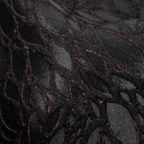 Black and Glistening Grape Luxury Abstract Metallic Brocade