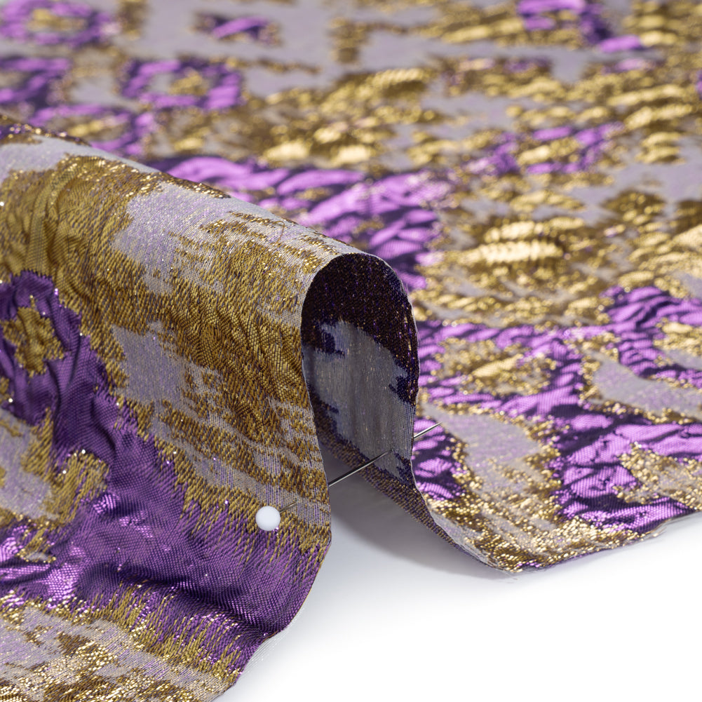 Purple and Gold Luxury Geometric Metallic Brocade