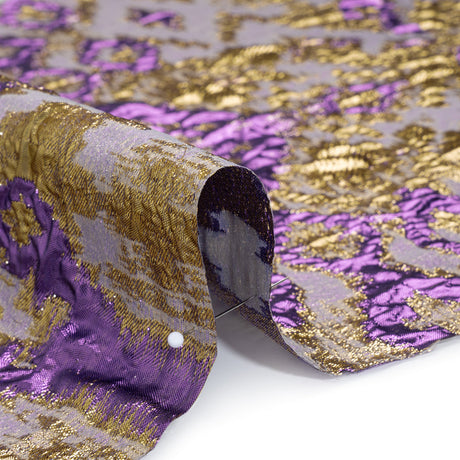 Purple and Gold Luxury Geometric Metallic Brocade