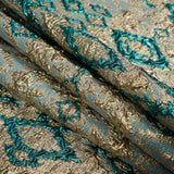 Teal and Gold Luxury Geometric Metallic Brocade