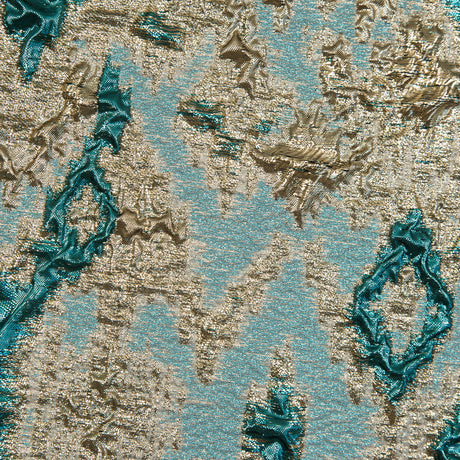 Teal and Gold Luxury Geometric Metallic Brocade