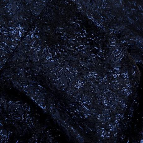 Navy and Royal Blue Luxury Floral Metallic Brocade