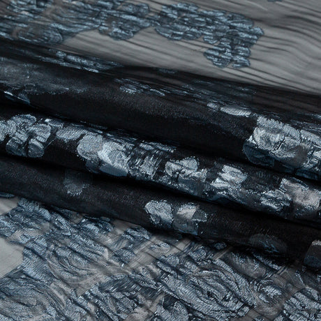 Metallic Powder Blue Silver Luxury Floral Burnout Brocade