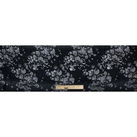 Black and Metallic Silver Luxury Floral Burnout Brocade