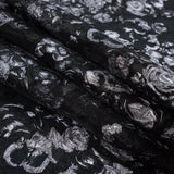 Black and Metallic Silver Luxury Floral Burnout Brocade