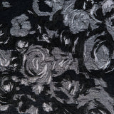 Black and Metallic Silver Luxury Floral Burnout Brocade