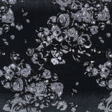 Black and Metallic Silver Luxury Floral Burnout Brocade