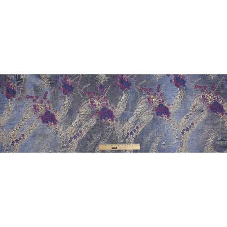 Blue, Magenta and Gold Luxury Abstract Metallic Brocade