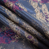 Blue, Magenta and Gold Luxury Abstract Metallic Brocade
