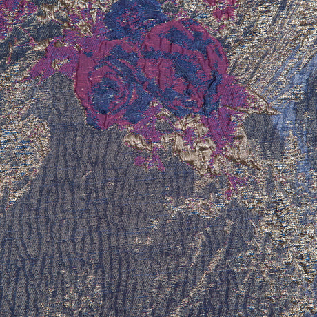 Blue, Magenta and Gold Luxury Abstract Metallic Brocade