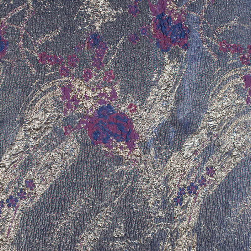 Blue, Magenta and Gold Luxury Abstract Metallic Brocade