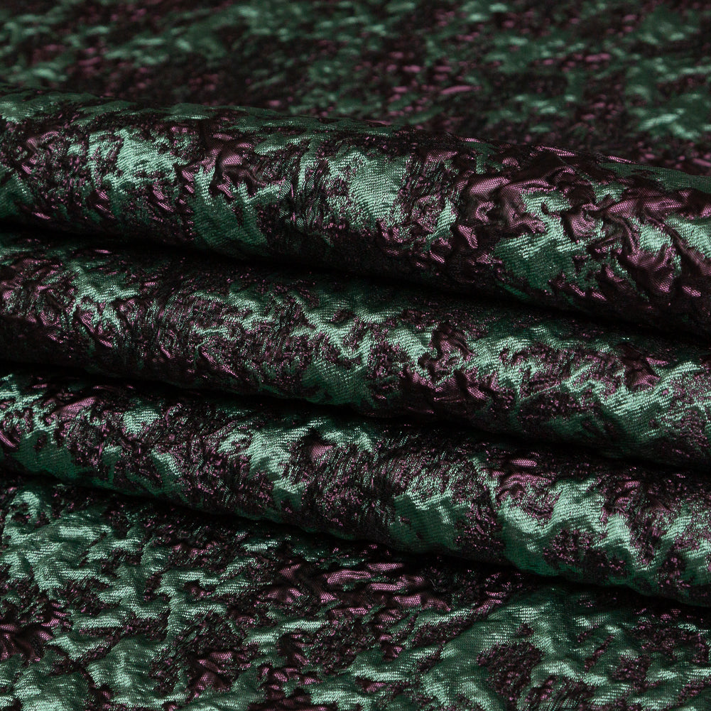 Sea Spray and Purple Luxury Abstract Metallic Brocade