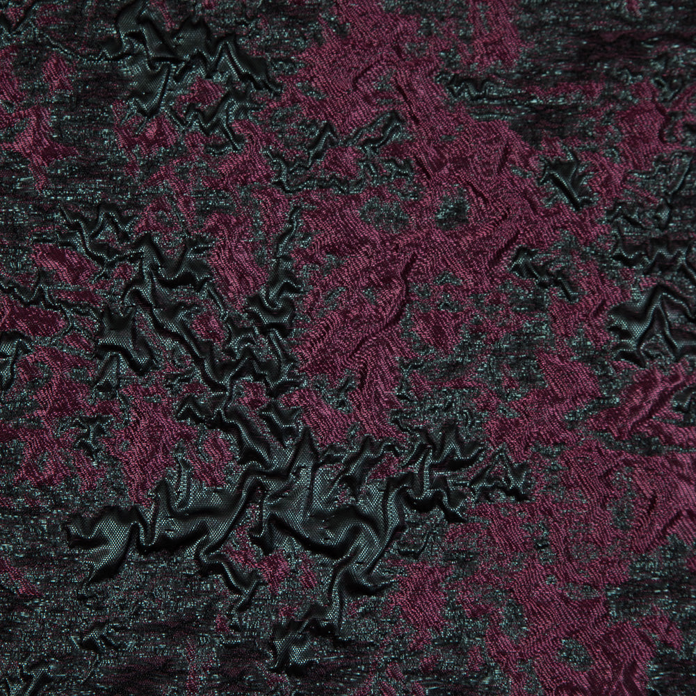 Bordeaux and Forest Luxury Abstract Metallic Brocade