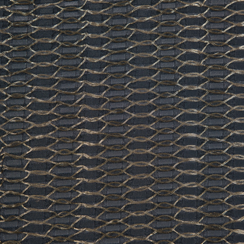 Metallic Gold and Gray Luxury Embroidered Organza Brocade
