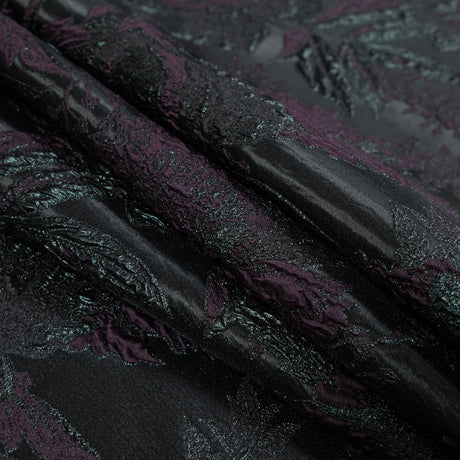 Aubergine and Forest Green Luxury Floral Metallic Brocade