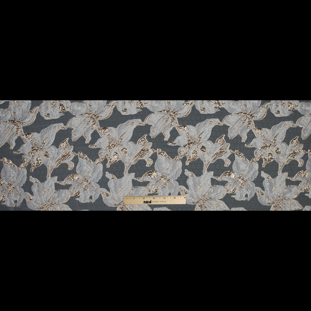 Metallic Gold and White Luxury Floral Burnout Brocade