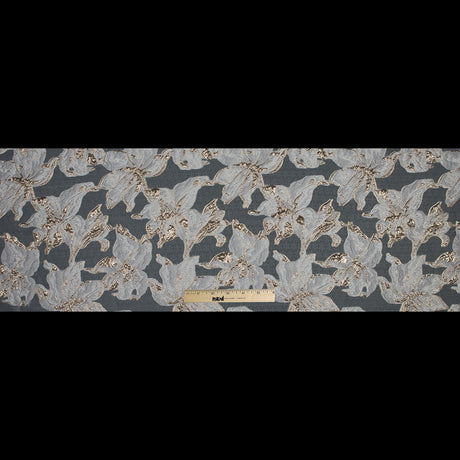 Metallic Gold and White Luxury Floral Burnout Brocade