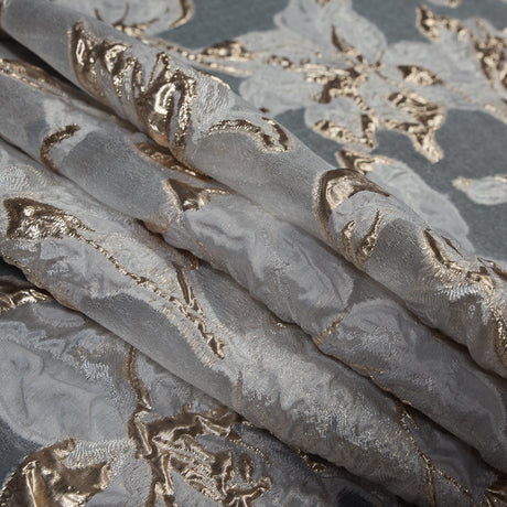 Metallic Gold and White Luxury Floral Burnout Brocade