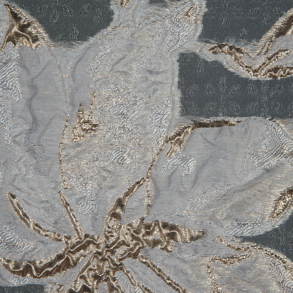 Metallic Gold and White Luxury Floral Burnout Brocade