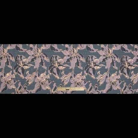 Mauve, Gray and Metallic Gold Luxury Floral Burnout Brocade