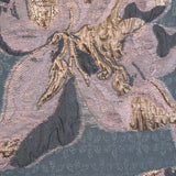 Mauve, Gray and Metallic Gold Luxury Floral Burnout Brocade