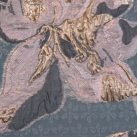 Mauve, Gray and Metallic Gold Luxury Floral Burnout Brocade