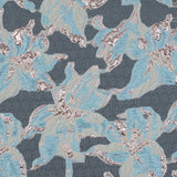 Aqua and Metallic Rose Gold Luxury Floral Burnout Brocade