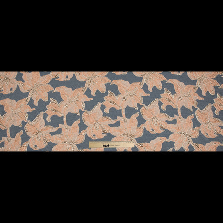 Peach and Metallic Gold Luxury Floral Burnout Brocade