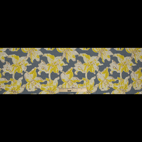 Yellow and Metallic Gold Luxury Floral Burnout Brocade