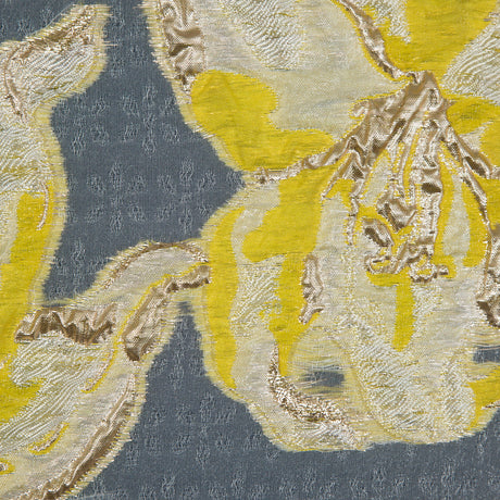 Yellow and Metallic Gold Luxury Floral Burnout Brocade