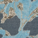 Sky Blue and Metallic Gold Luxury Floral Burnout Brocade