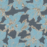 Sky Blue and Metallic Gold Luxury Floral Burnout Brocade