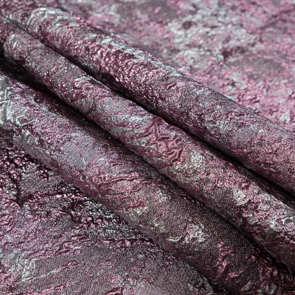 Pink and Silver Luxury Abstract Metallic Brocade